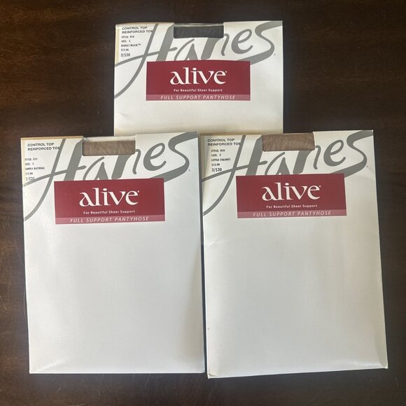 3x Hanes Alive Full Support Control Top Pantyhose Sz C Multiple Colors READ - Picture 1 of 10